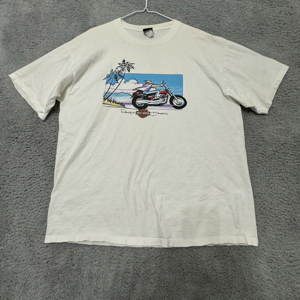 Vintage Harley Davidson PACIFIC Waikiki Legend Tee‎ Shirt Size XL Hawaiian